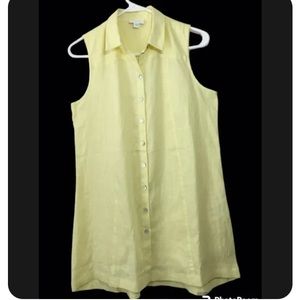 J Jill Womens Love Linen Sleeveless Top Size XS Color: Yellow